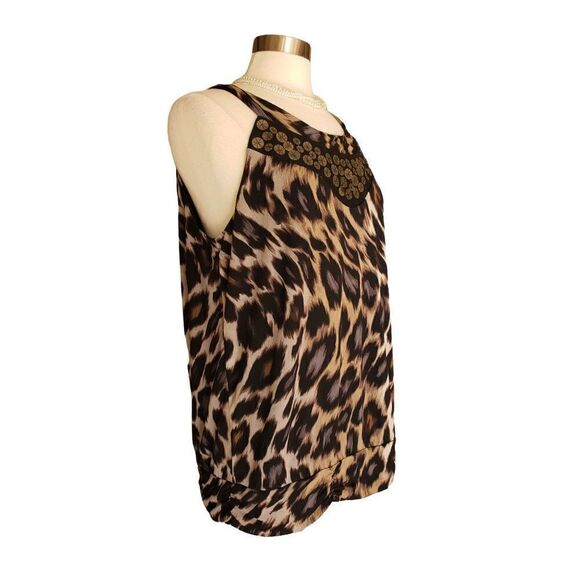 Women's Sleeveless Blouse Bling Animal Print Flowy Shell Lightweight Top XL NWOT - Picture 3 of 9